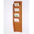 Wooden Mallet Cascade 4 Pocket Brochure Rack in Medium Oak WO599295
